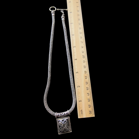 Sterling Silver Wheat Chain Necklace with Slide Pendant – 65g Statement Necklace - Picture 3 of 12